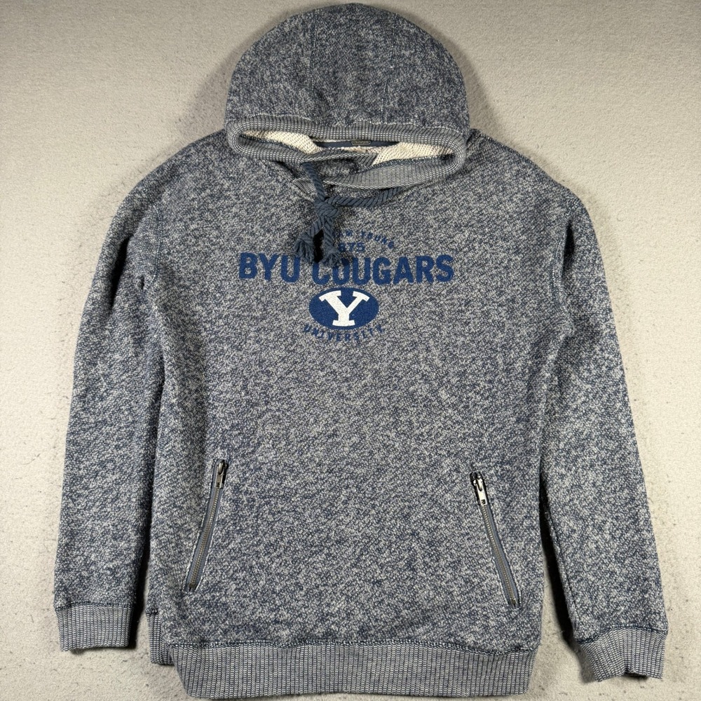 Techstyles BYU Cougars Hoodie Womens Large Blue Marled Knit Pullover NCAA
